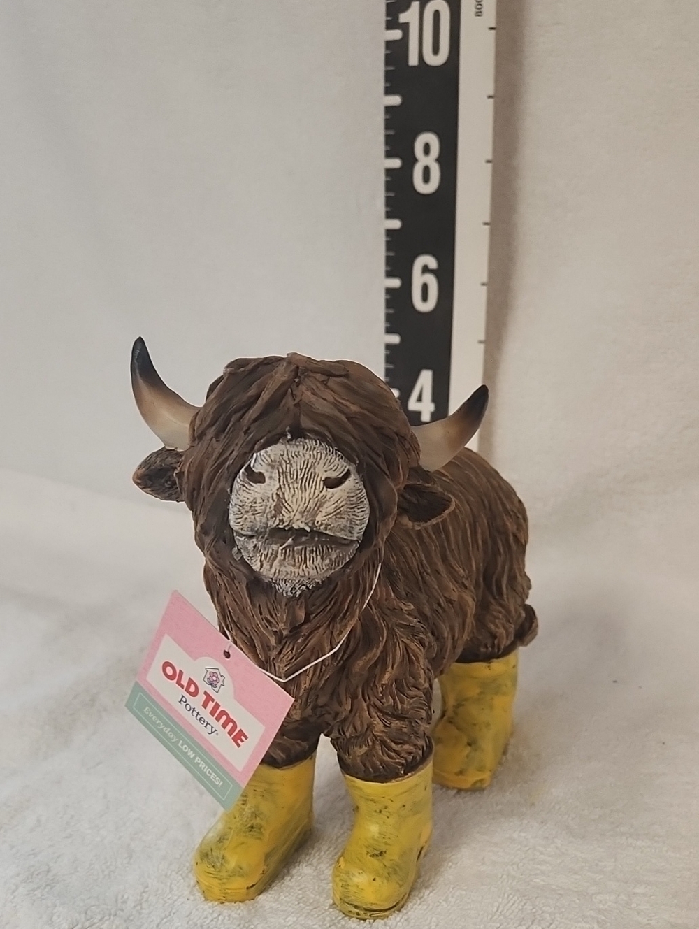 Brown Highland Cow Figurine with Yellow Boots
